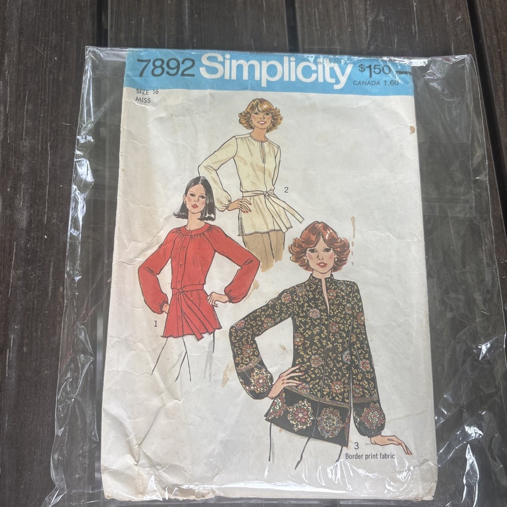 UNCUT Simplicity 7892 Misses Tops sewing pattern - Size 14 - Bust 36"
